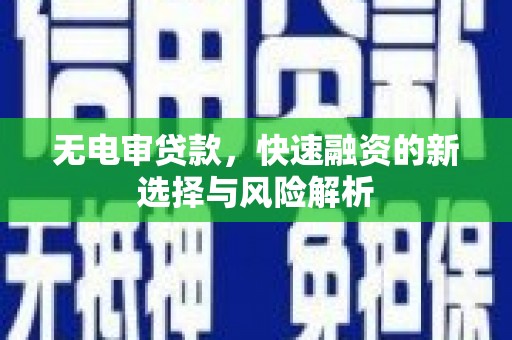 镇巴无电审贷款，快速融资的新选择与风险解析
