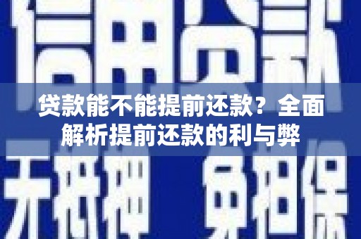镇巴贷款能不能提前还款？全面解析提前还款的利与弊