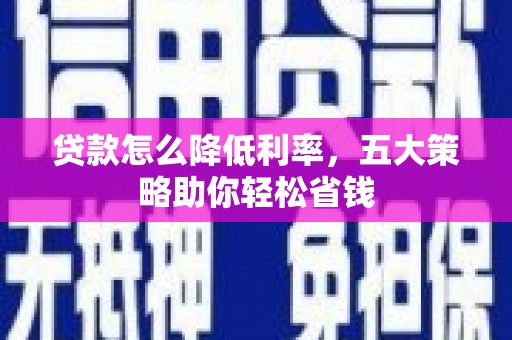 镇巴贷款怎么降低利率，五大策略助你轻松省钱
