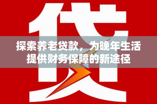镇巴探索养老贷款，为晚年生活提供财务保障的新途径
