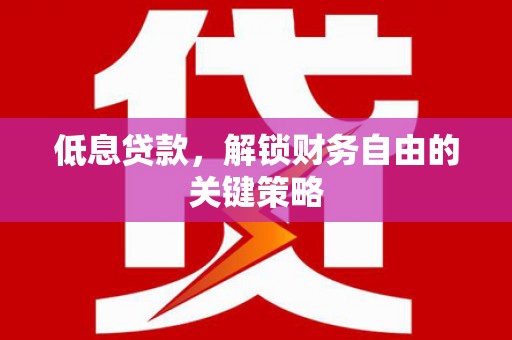 镇巴低息贷款，解锁财务自由的关键策略