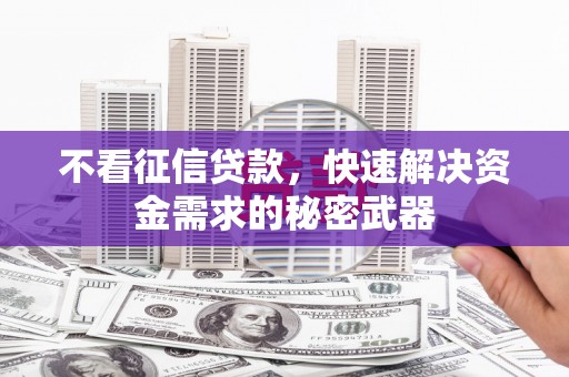 镇巴不看征信贷款，快速解决资金需求的秘密武器