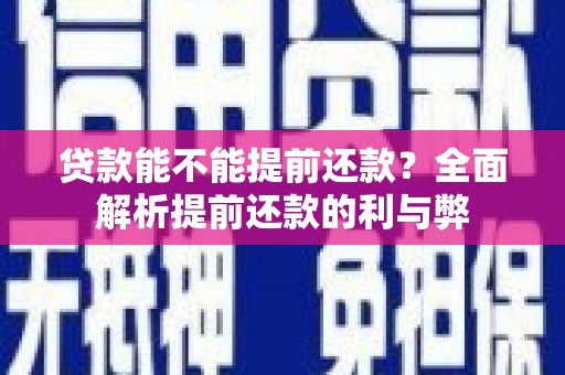 镇巴贷款能不能提前还款？全面解析提前还款的利与弊
